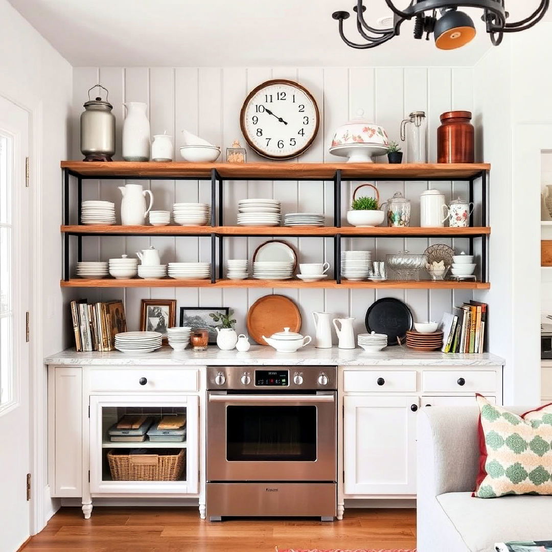 open shelving for cottage decorating - 30 Cottage Decorating Ideas