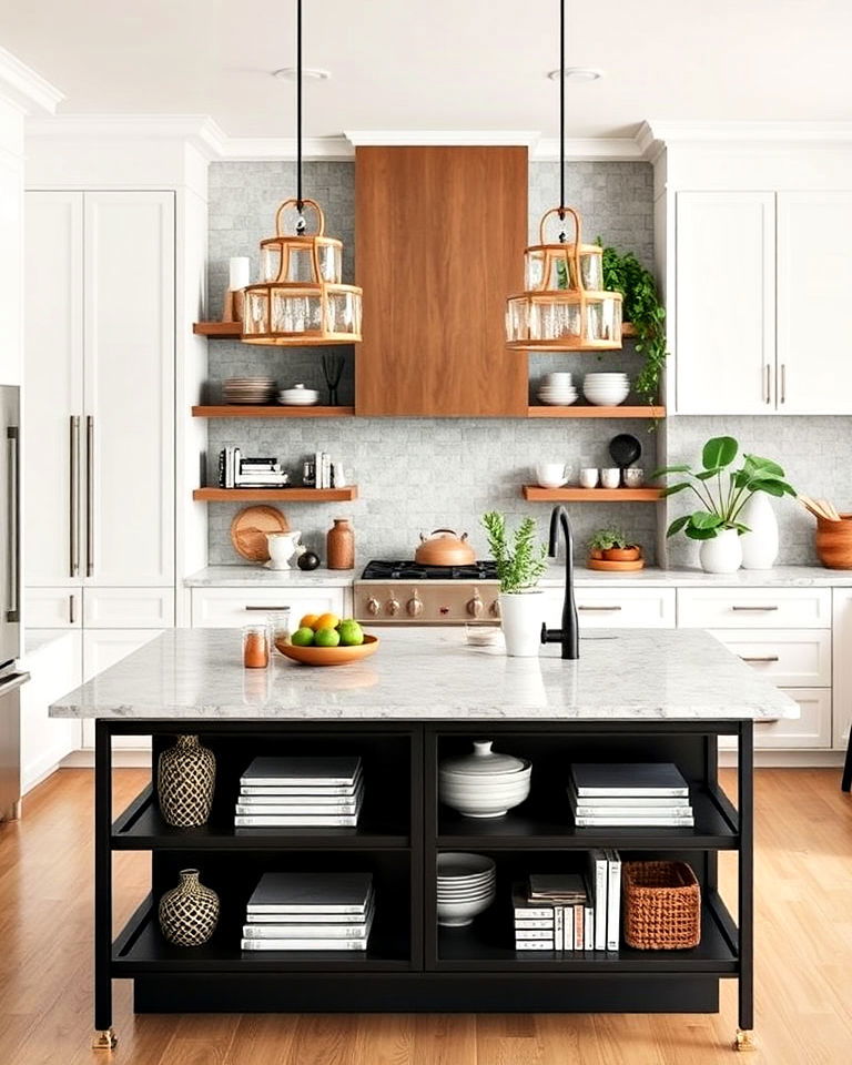 open shelving for luxury kitchen island - 20 Luxury Kitchen Island Ideas