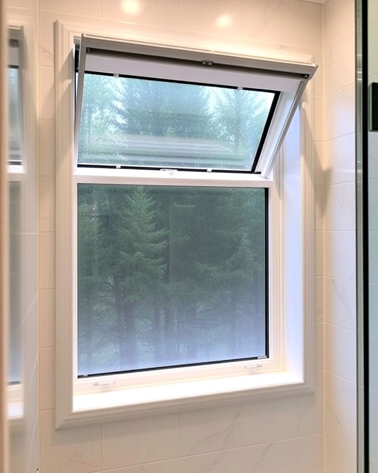operable awning window with compact design - 30 Shower Window Ideas