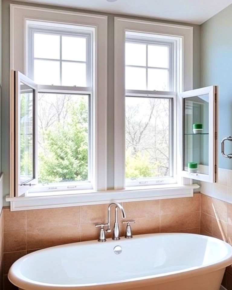 operable casement windows for ventilation - 20 Windows Above Bathtub Ideas