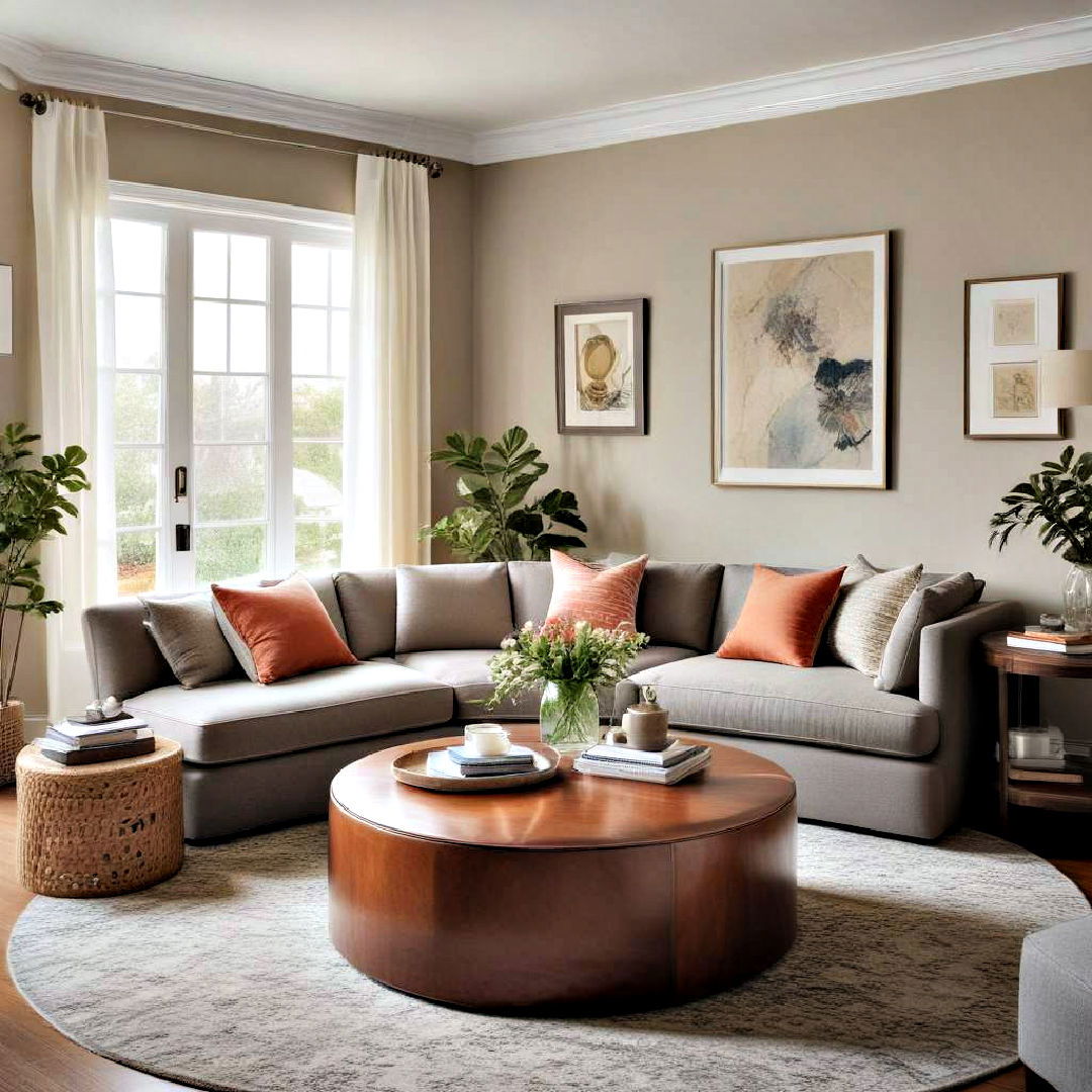 opt for round coffee table - 40 Small Living Room Ideas