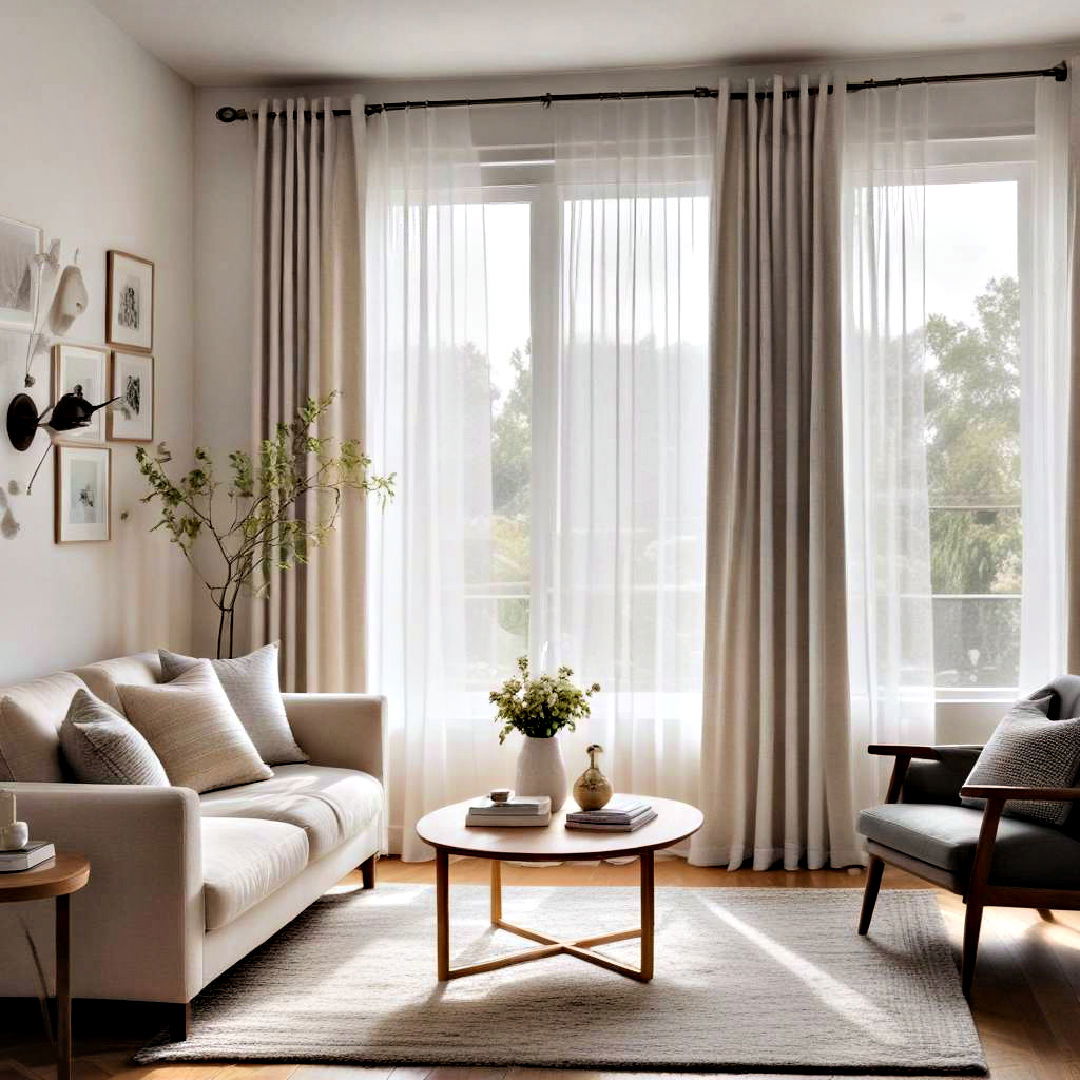 opt for sheer or lightweight curtains - 40 Small Living Room Ideas
