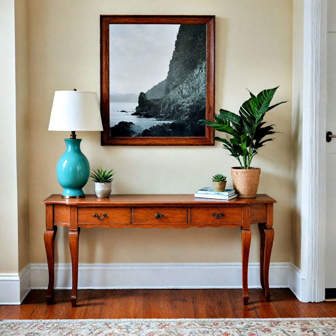 opt for slim console table - 40 Small Entryway Ideas