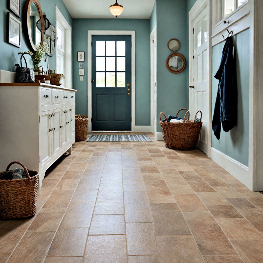 opt for slip resistant flooring - 40 Mudroom Ideas