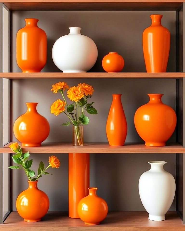 orange accent vases for minimalist decor - 30 Orange Room Ideas