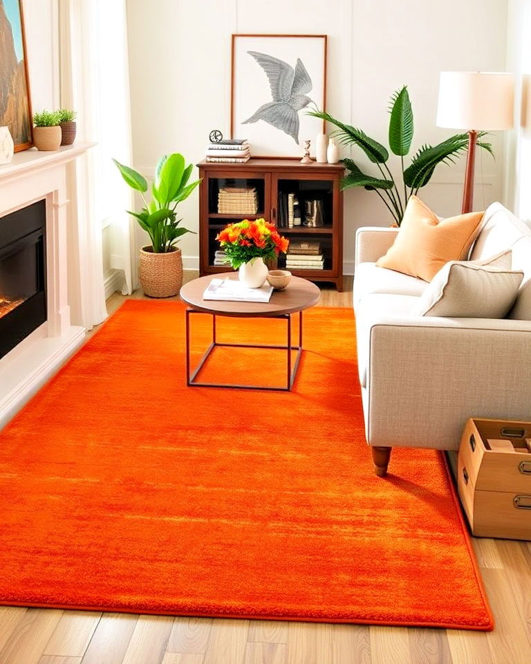 orange area rug for decor - 30 Orange Room Ideas