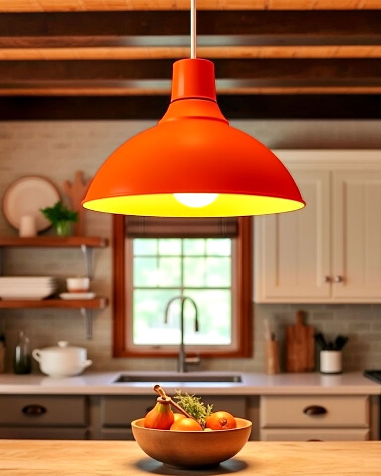orange pendant light for rustic decor - 30 Orange Room Ideas