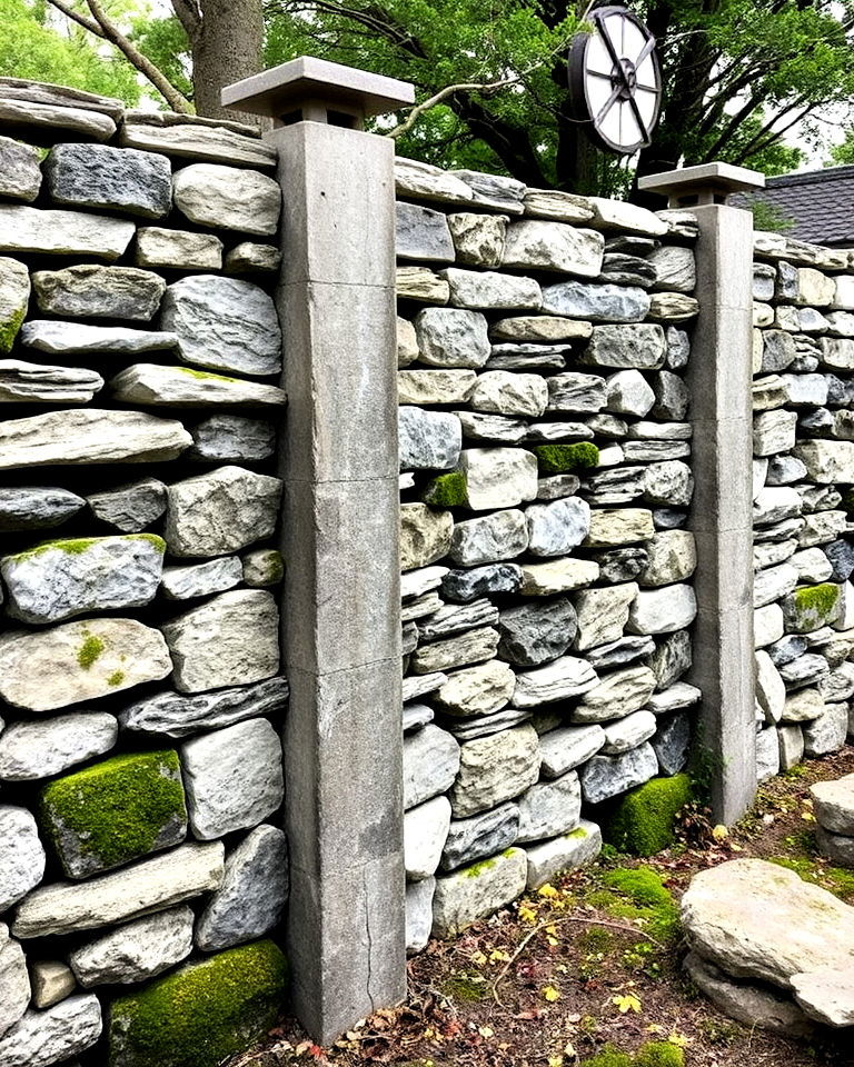 organic aesthetic decorative stone wall fence - 40 Japanese Fence Ideas