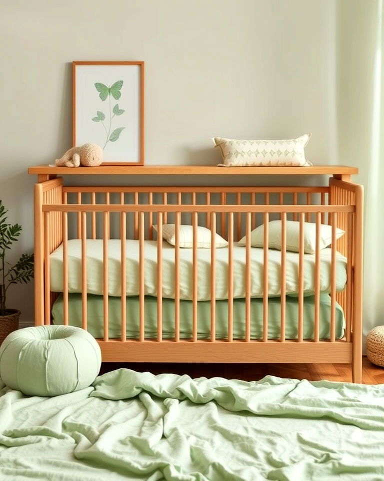 organic cotton bedding for green nursery - 25 Green Nursery Ideas