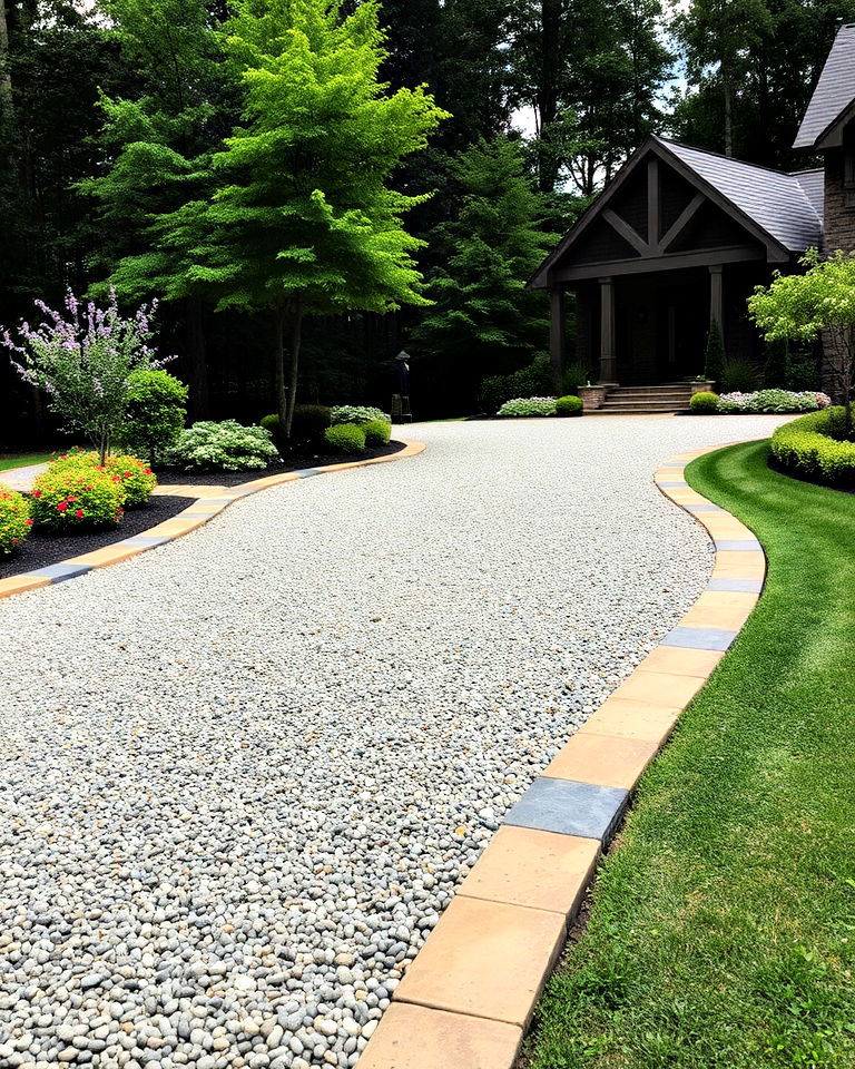 organic look flagstone edging - 25 Gravel Driveway Edging Ideas