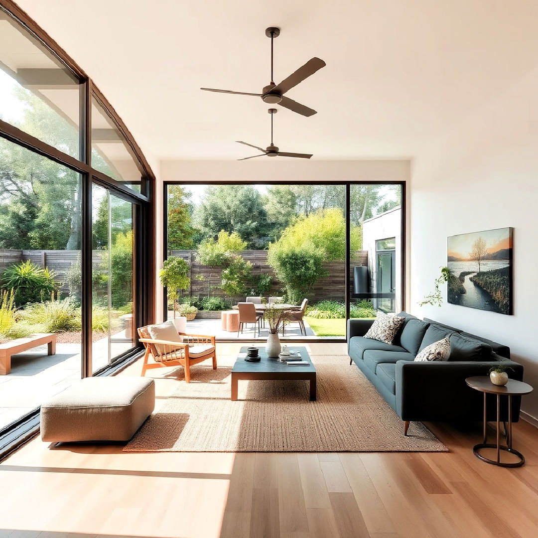 organic modern living room with indoor outdoor flow - 25 Organic Modern Living Room Design Ideas