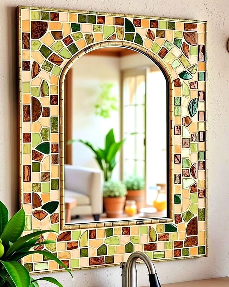 organic nature inspired mosaic mirror - 20 Mosaic Mirror Ideas