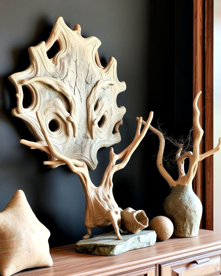 organic vibe driftwood decor - 25 Hunting Room Ideas
