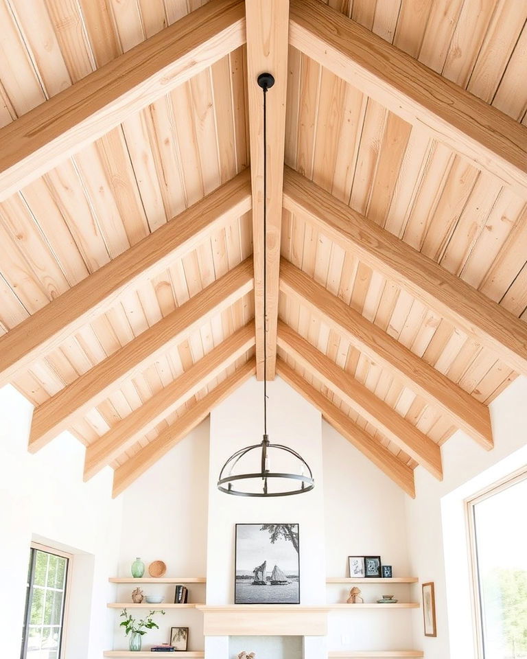 organic vibe modern light wood beams - 20 Vaulted Ceiling With Beams