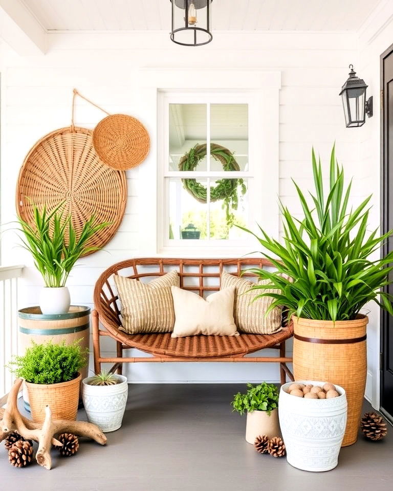 organic vibe nature inspired decor accents - 15 Cottage Front Porch Ideas