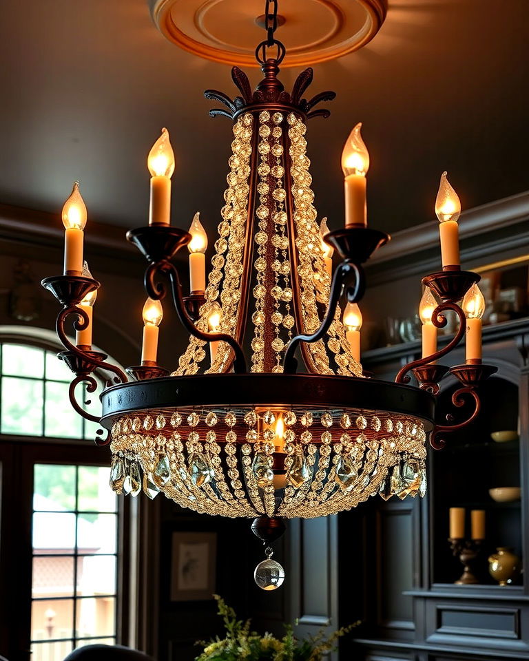 ornate chandelier for dark academia dining room - 20 Dark Academia Dining Room Ideas
