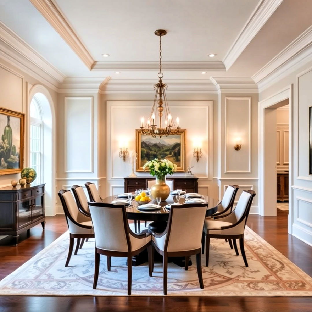 ornate crown molding for luxury dining room - 40 Luxury Dining Room Ideas