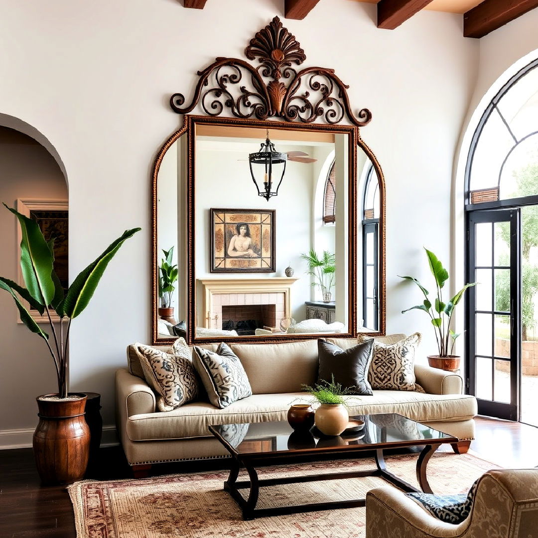 ornate decorative mirror - 25 Spanish Style Living Room Ideas