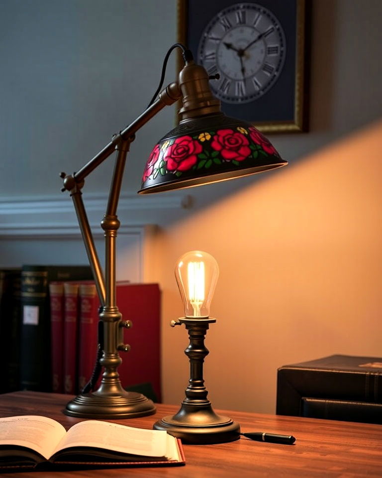 ornate desk lamps for home office - 20 Dark Academia Home Office Ideas