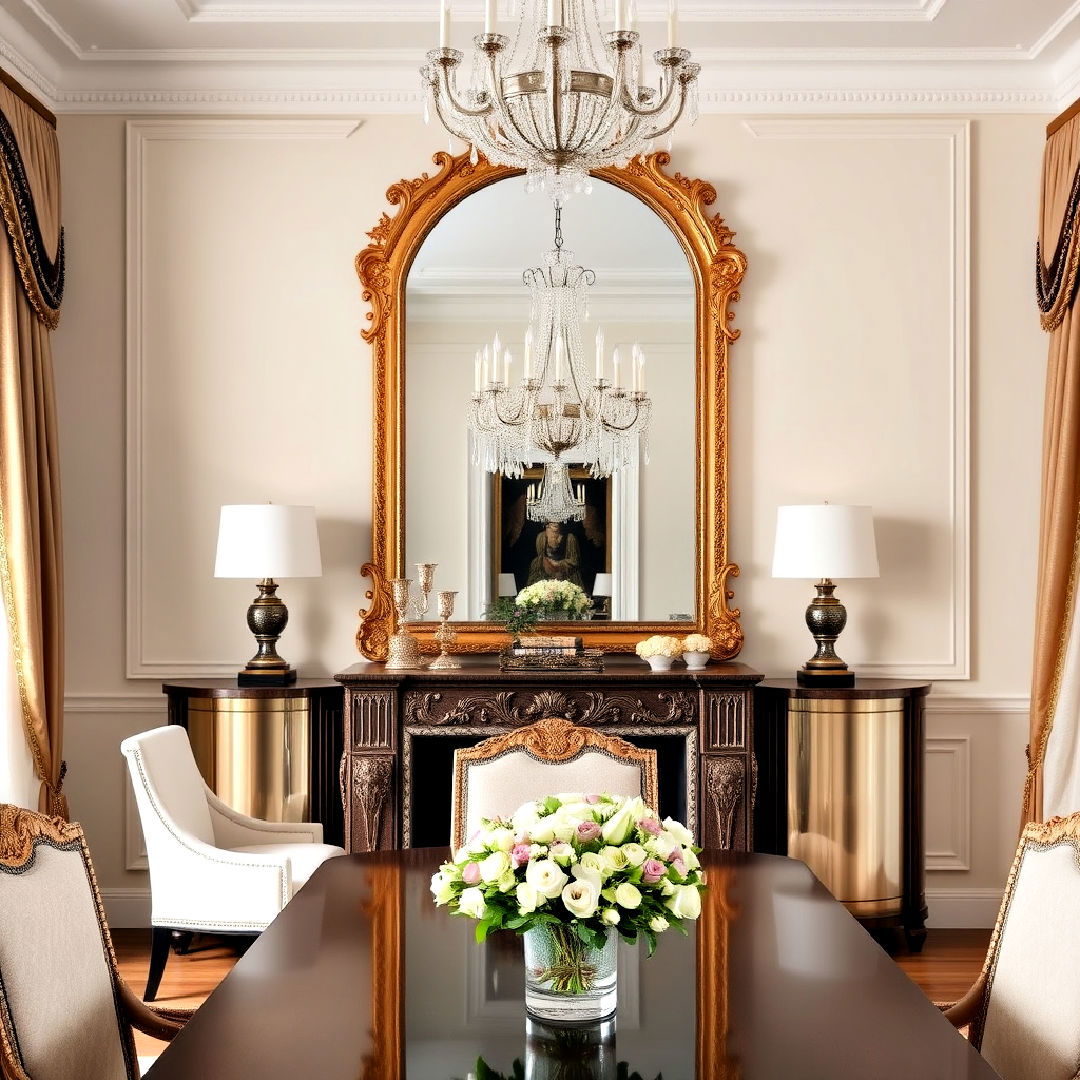 ornate gilded mirror for dining room - 25 Dining Room Mirror Ideas