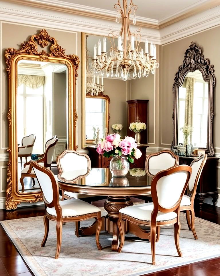 ornate mirrors for french parisian dining room - 25 French Parisian Dining Room Ideas