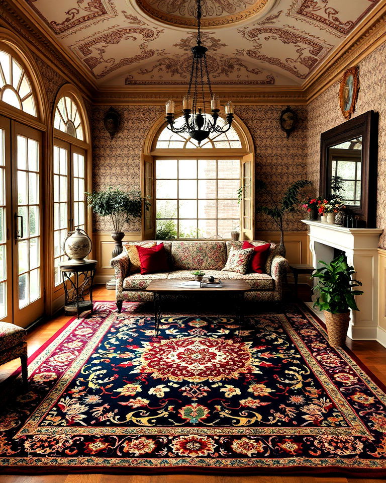 ornate victorian rug - 25 Victorian Sunroom Ideas