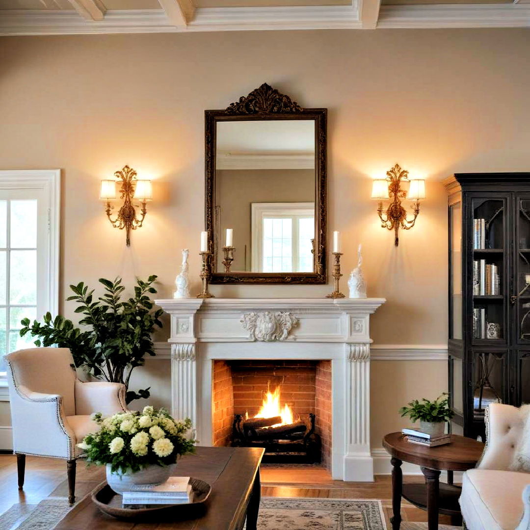 ornate wall sconces for french country living room - 40 French Country Living Room Ideas