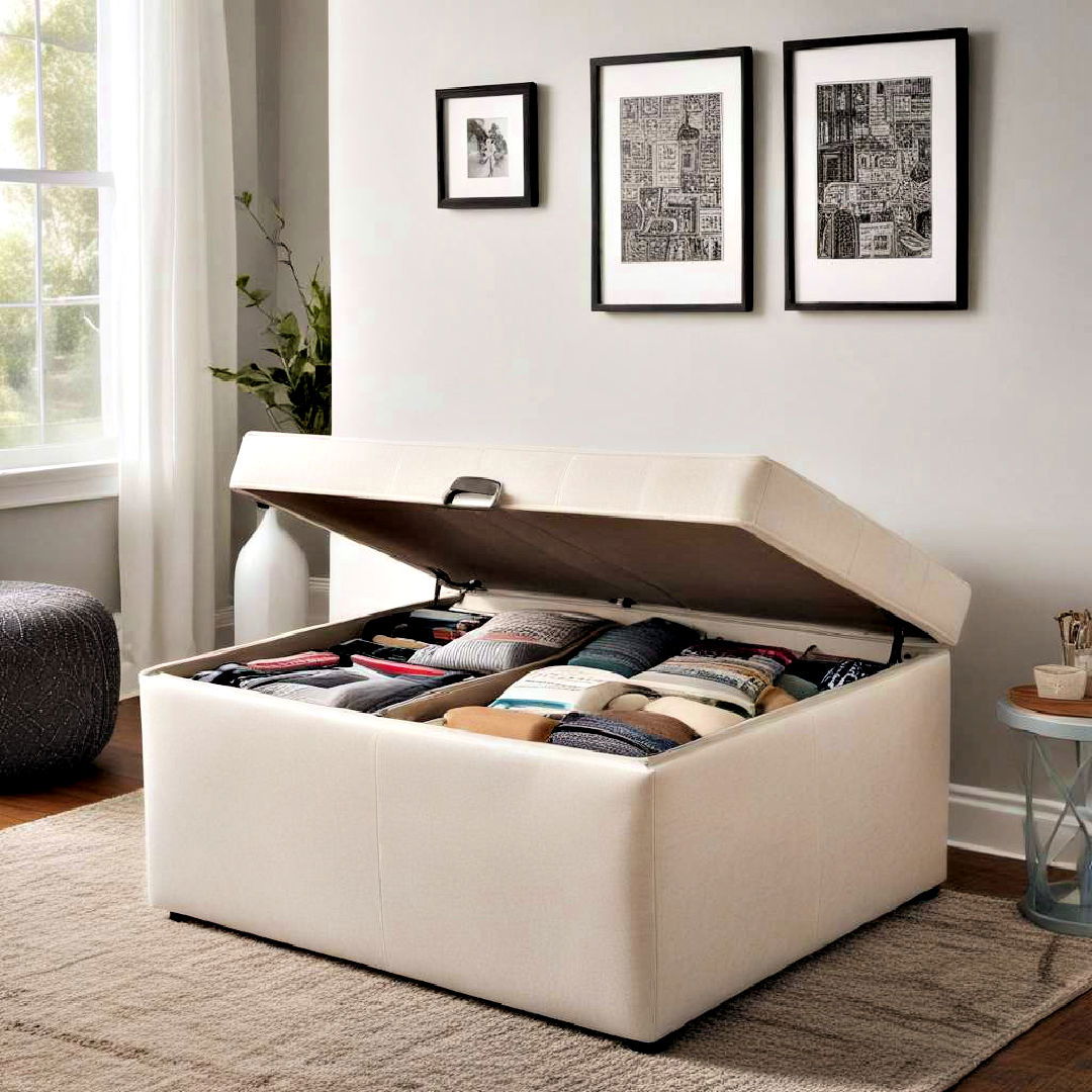 ottoman with hidden storage - 40 Teen Room Ideas