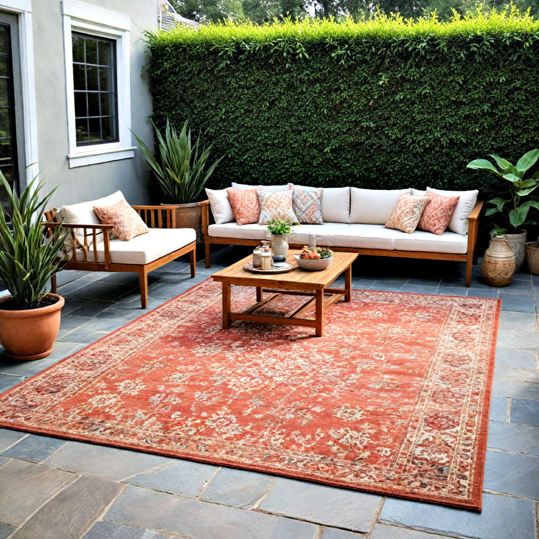 outdoor area rug - 40 Small Backyard Ideas