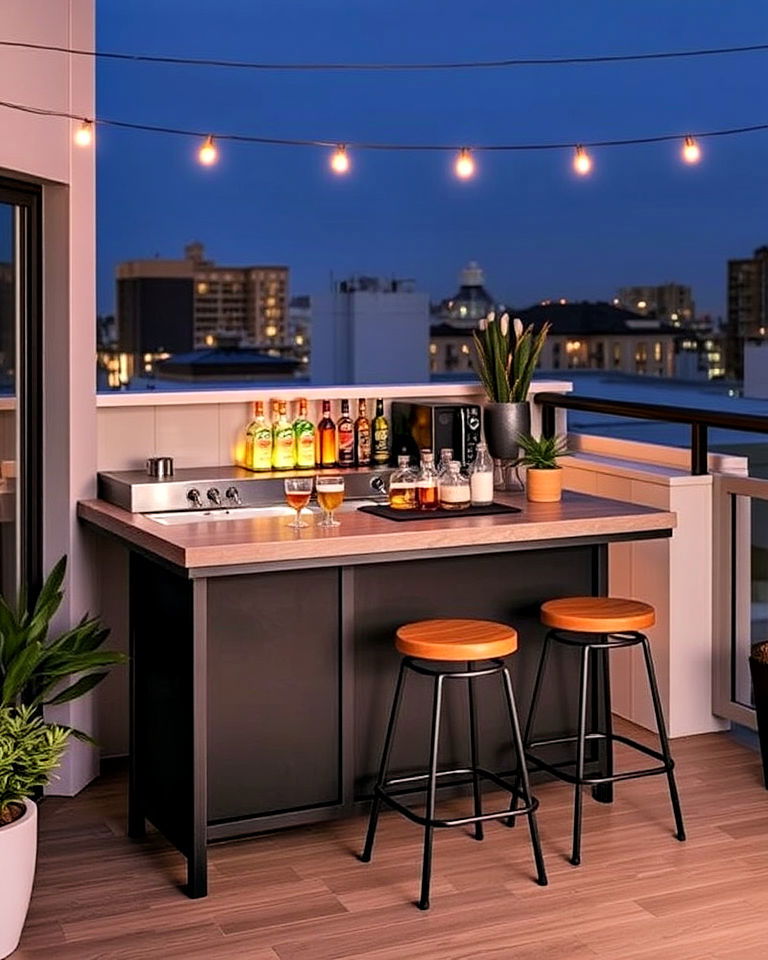 outdoor bar and entertainment hub - 20 Penthouse Balcony Ideas