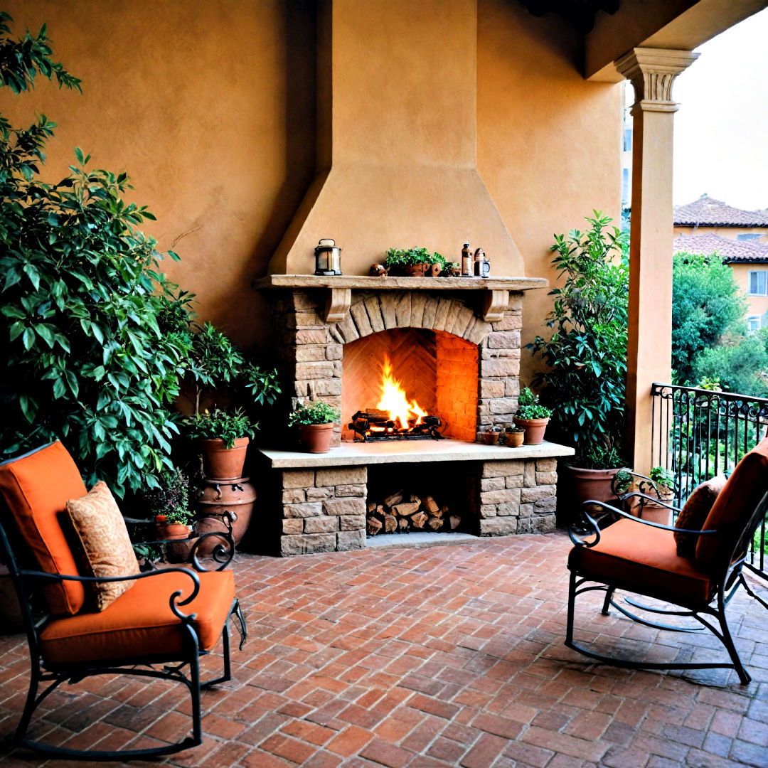 outdoor built in fireplace - 40 Front Porch Ideas