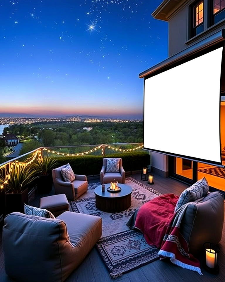 outdoor cinema for mansion balcony - 20 Mansion Balcony Ideas