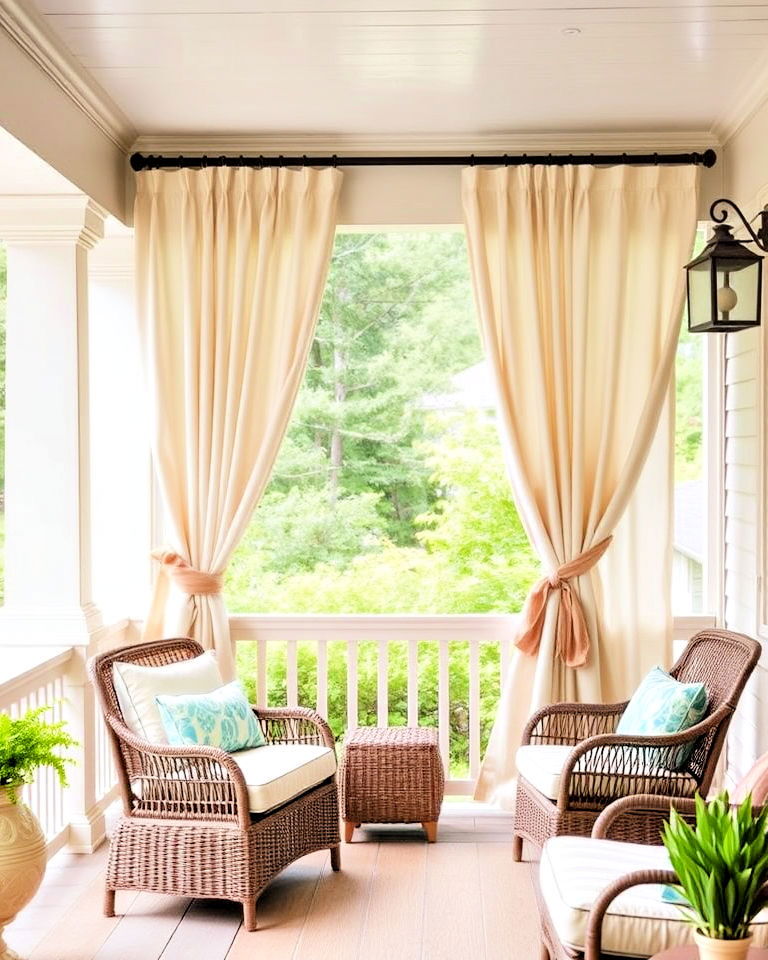 outdoor curtains for colonial front porch - 30 Colonial Front Porch Ideas