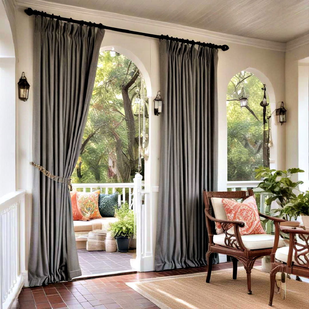 outdoor curtains for privacy and shade - 40 Small Front Porch Ideas