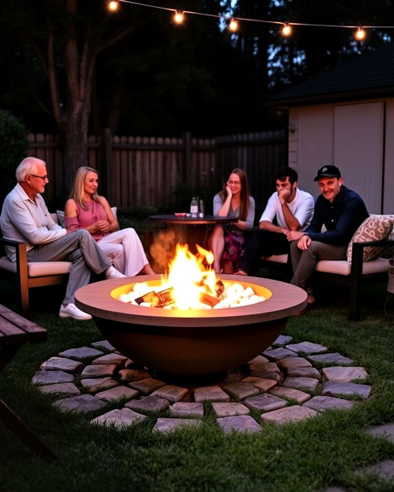 outdoor fire pit to keep guests warm - 30 Garden Party Ideas