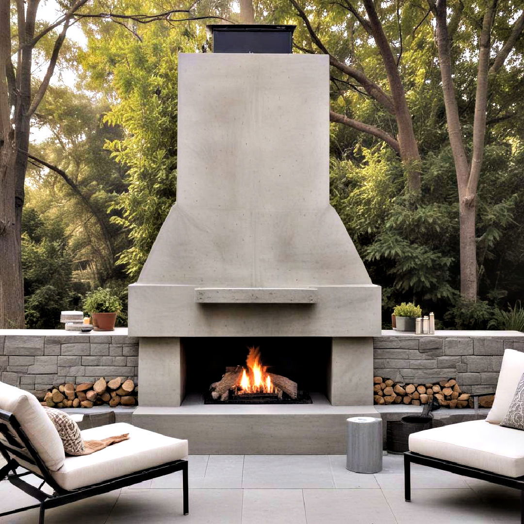 outdoor fireplace for concrete patio - 40 Concrete Patio Ideas