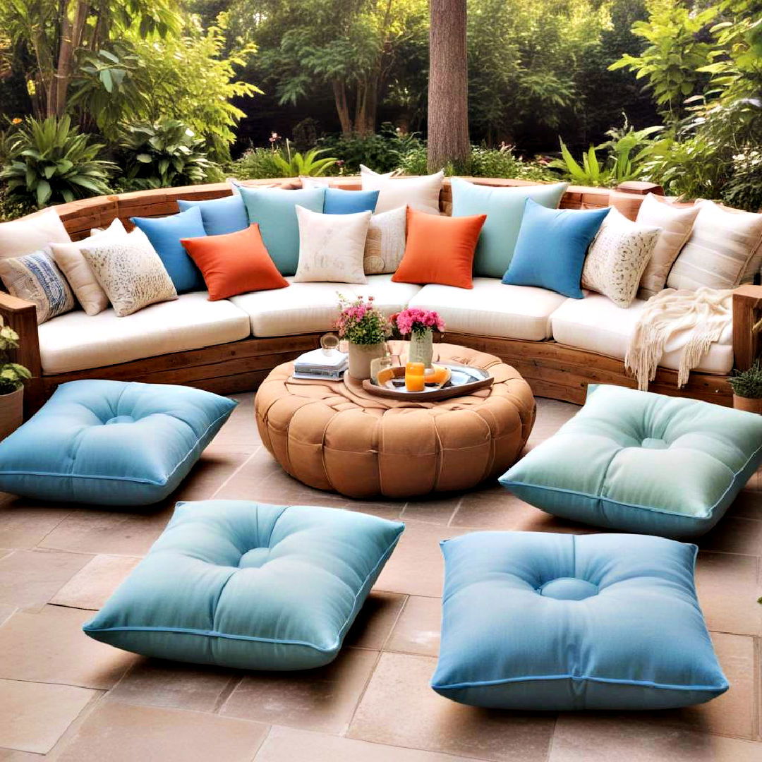 outdoor floor cushions for extra seating - 40 Outdoor Seating Ideas