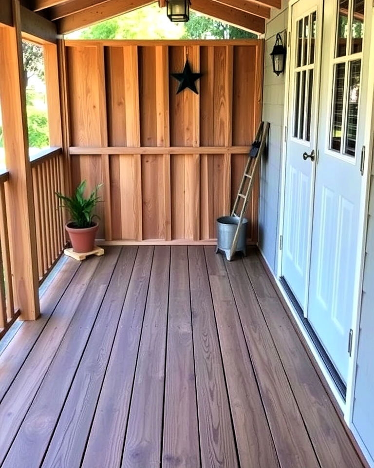 outdoor integration with decking boards - 20 Shed Floor Ideas