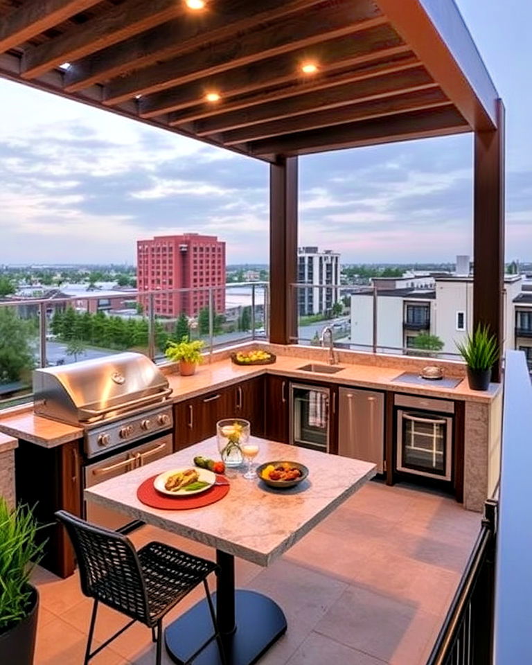outdoor kitchen for cantilever balcony - 20 Cantilever Balcony Ideas