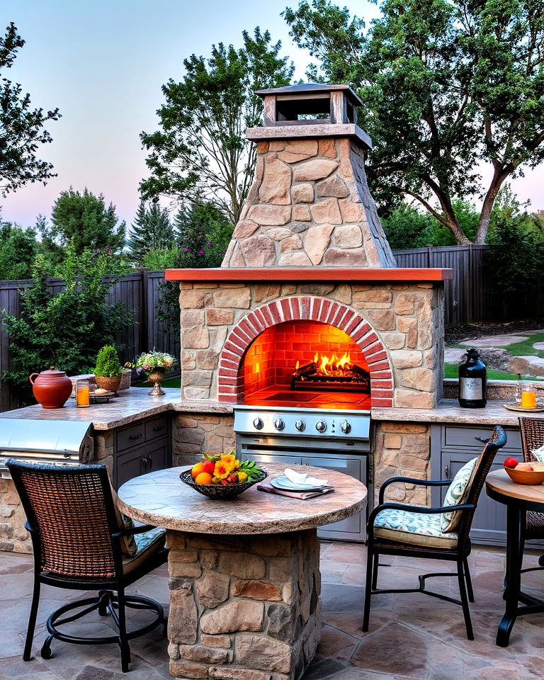 outdoor kitchen with a wood fired oven ideas - 25 Mediterranean Patio Ideas