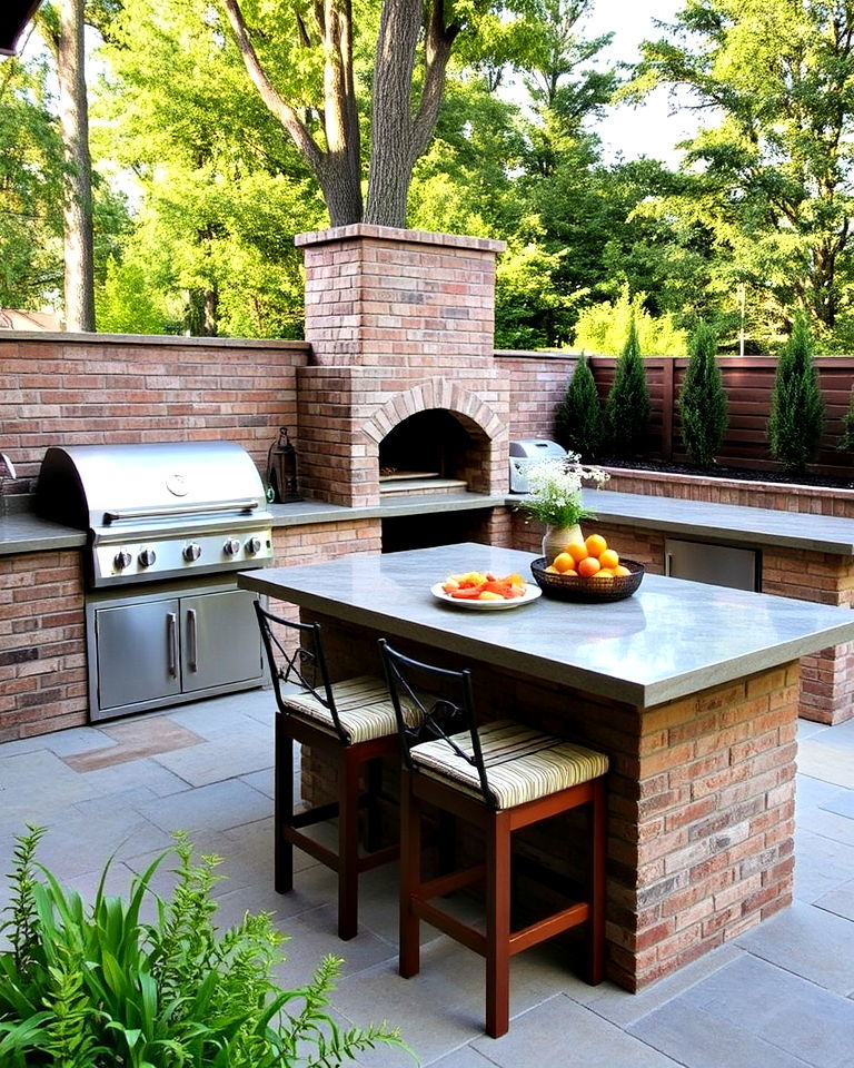outdoor kitchen with island counter ideas - 20 Outdoor Kitchen With Pizza Oven