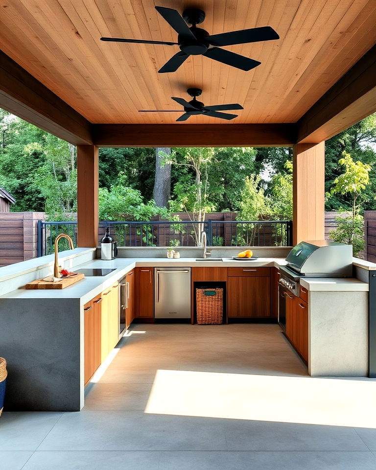 outdoor kitchen with sleek minimalist design - 20 Summer Kitchen Ideas