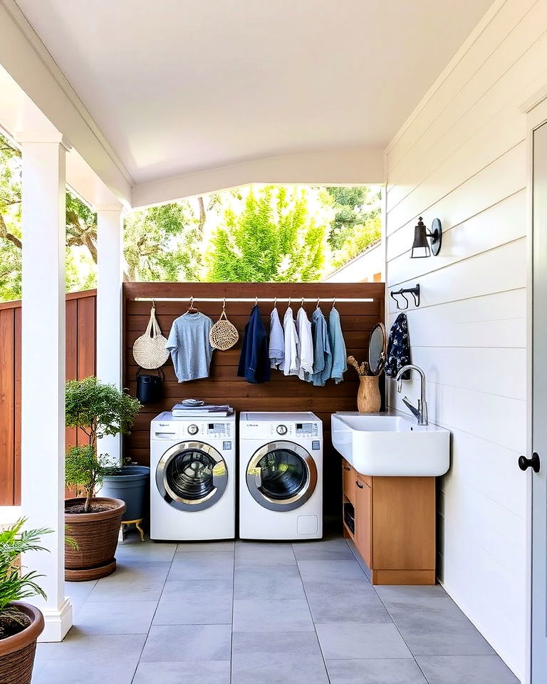 outdoor laundry room in covered breezeway - 30 Outdoor Laundry Room Ideas