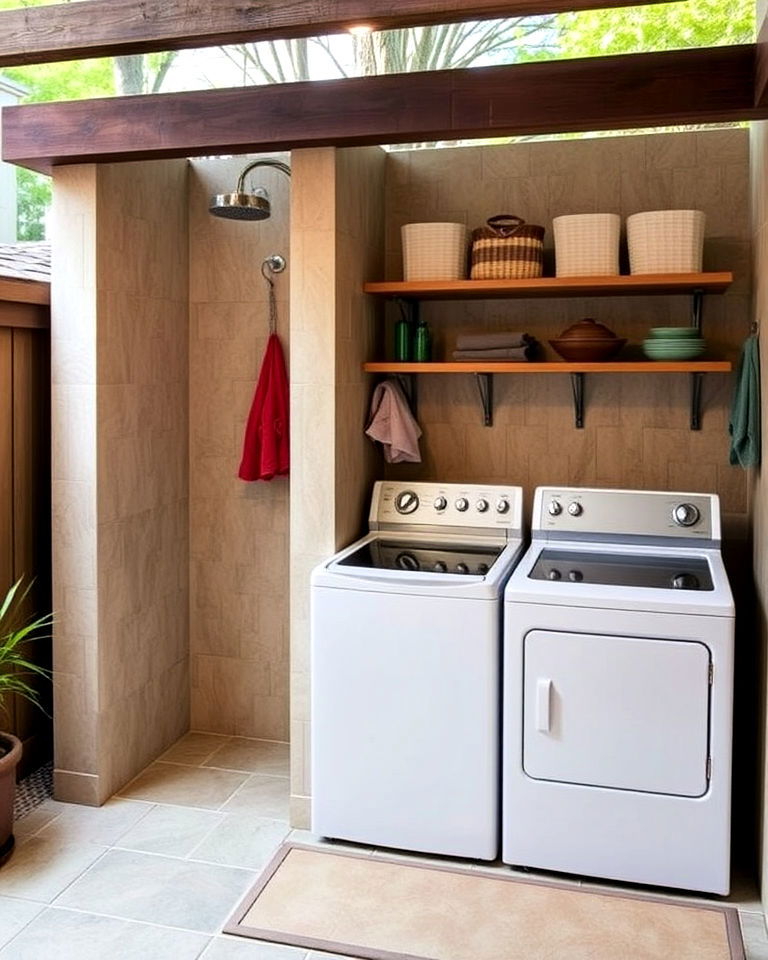 outdoor laundry room with shower - 30 Outdoor Laundry Room Ideas
