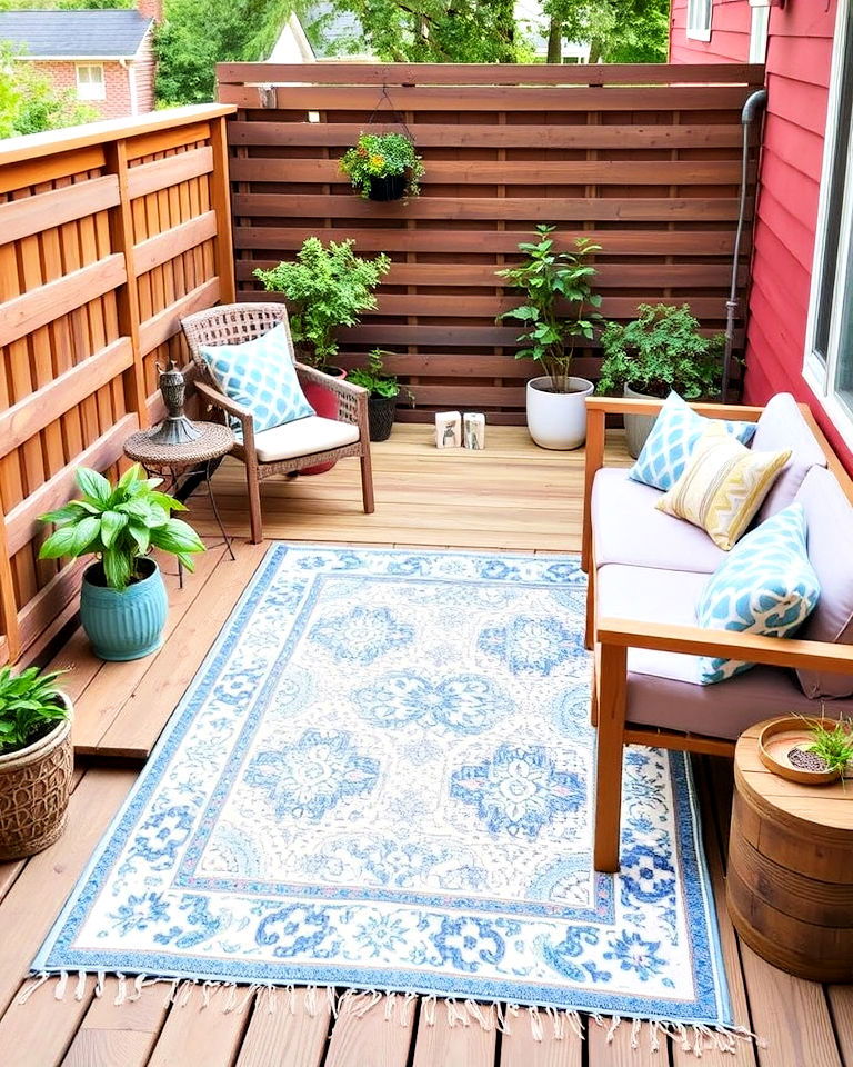 outdoor rug for small deck - 30 Backyard Deck Ideas on a Budget