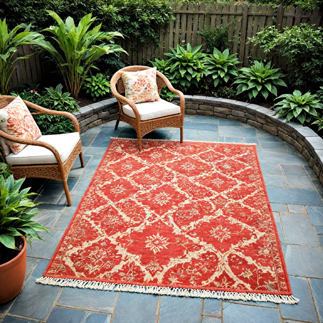outdoor rug to define private area - 30 Backyard Privacy Ideas