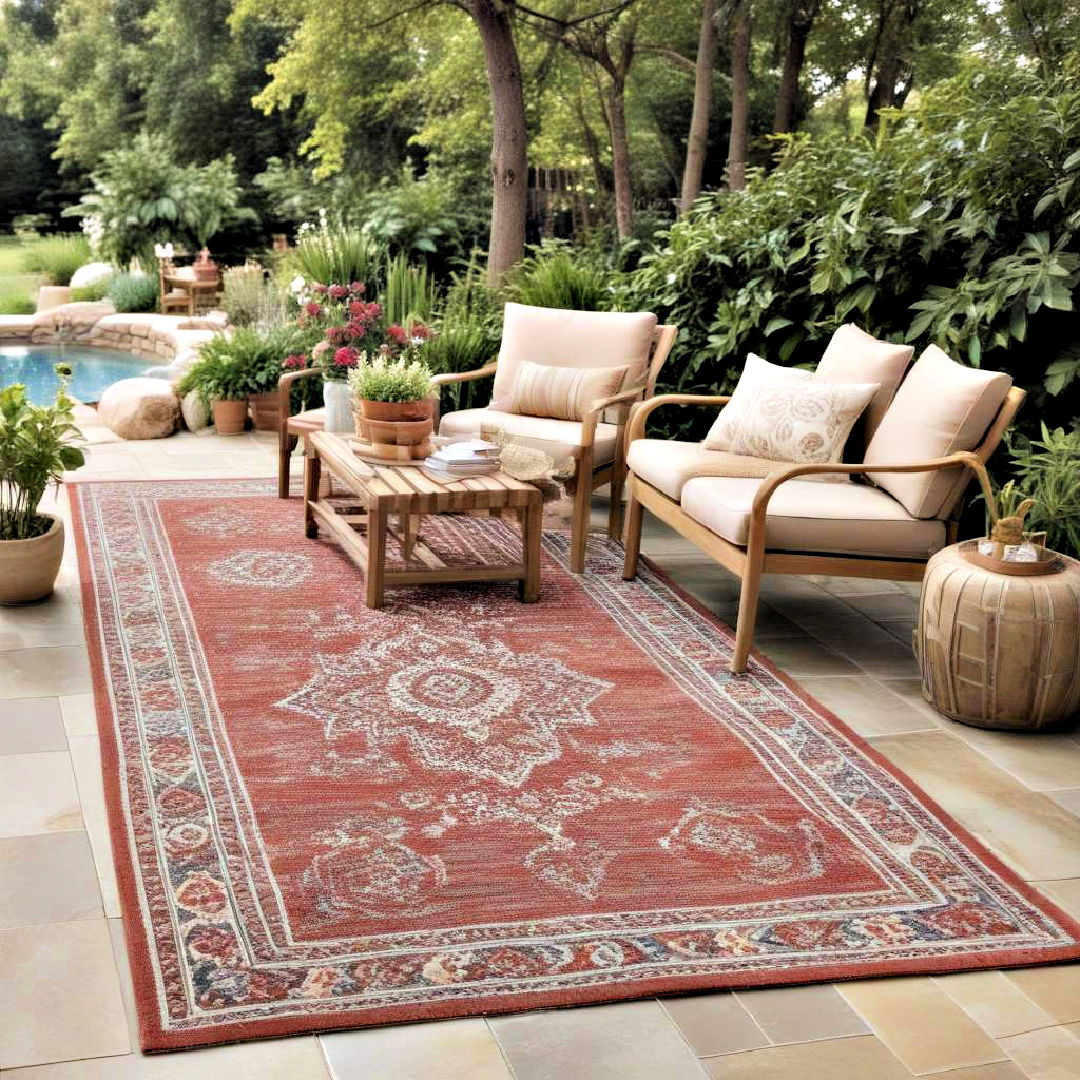 outdoor rugs make backyard more welcoming - 40 Backyard Ideas