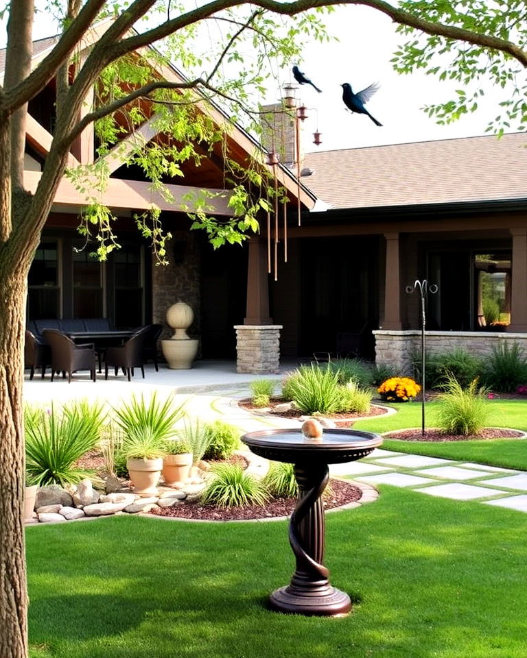 outdoor sculpture to add personality - 40 Curb Appeal Inspiration for Ranch Homes