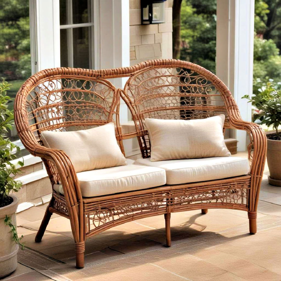 outdoor seating idea with wicker loveseats - 40 Outdoor Seating Ideas