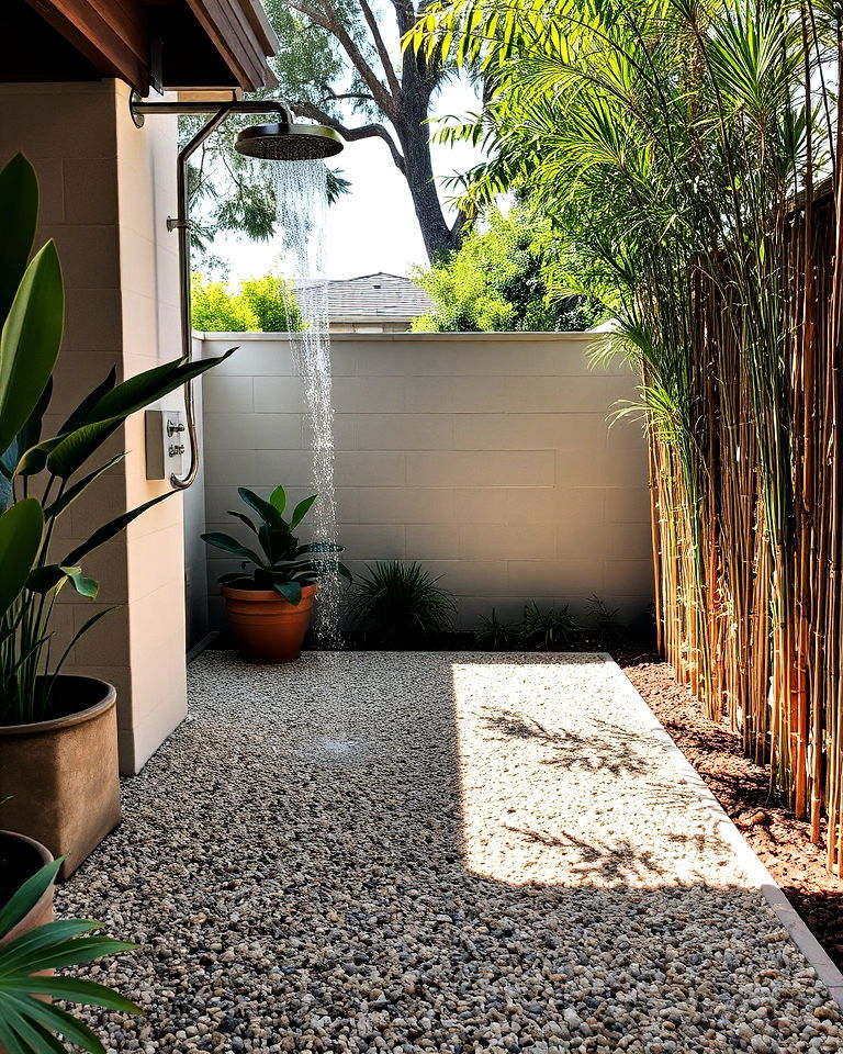 outdoor shower with decomposed granite floor - 30 Decomposed Granite Landscaping Ideas